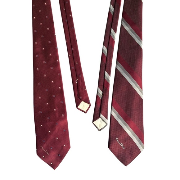 OSCAR DE LA RENTA Burgundy Silk Ties *Set of 2* - Picture 1 of 11